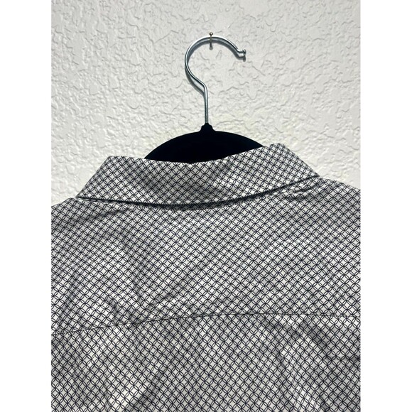 Ted Baker London Shirt Men 7 Black White Geometric Print Cotton Button Up Casual - Picture 4 of 11